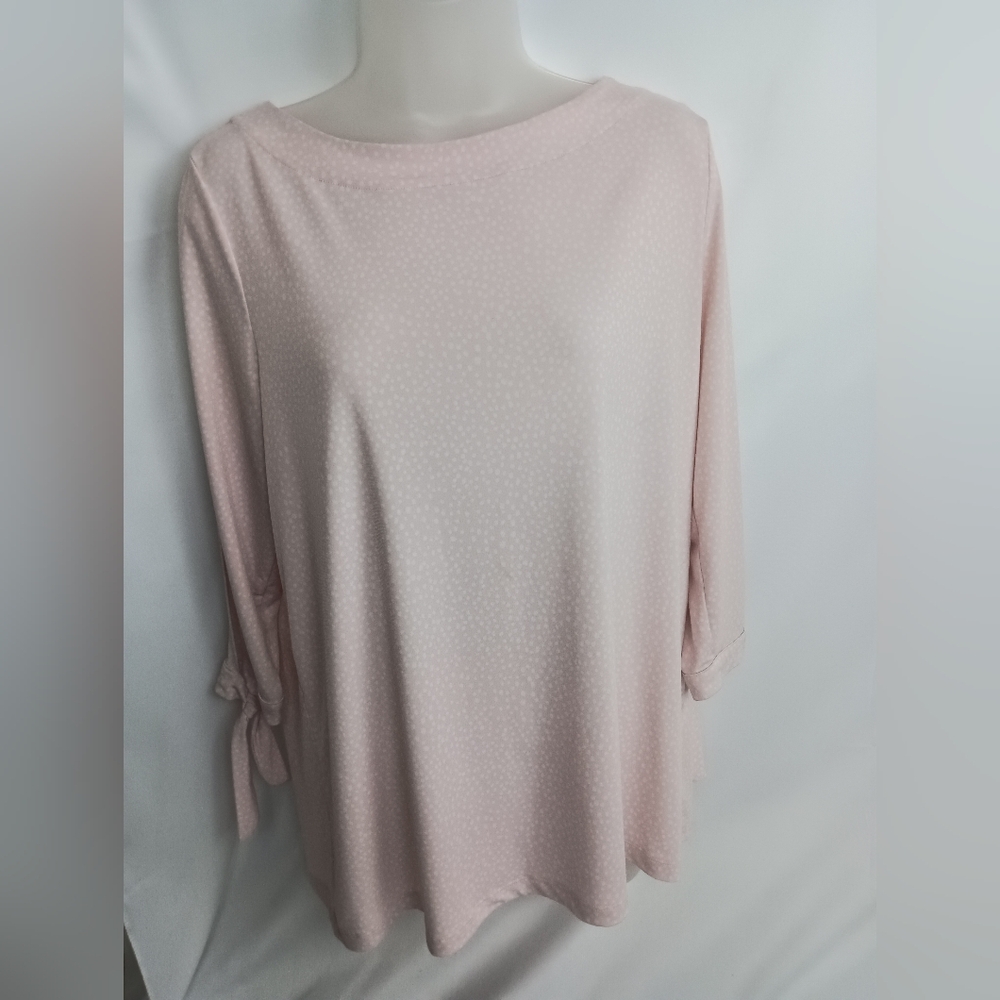 BANANA REPUBLIC Pink White Pockodot Long Sleeve Top(#1,558)